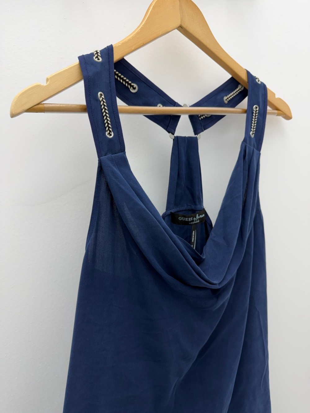Marciano Navy Blue Cowl Neck Top | Sleeveless Draped Blouse | Like New 💙 - Picture 8 of 11